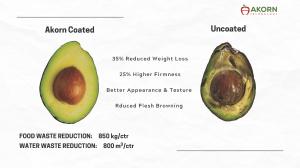 Side by side comparison of Akorn-coated avocado vs uncoated
