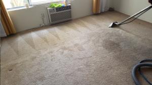 Carpet Cleaning showing the before and after
