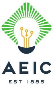 AEIC's logo consists of a light bulb with green rays surround it. Underneath says 
