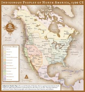 North America Map Commemorating Indigenous Peoples Day