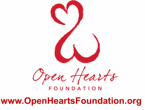 a logo of the Open Hearts Foundation and website url
