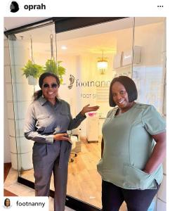 Media Mogul Oprah Winfrey was the first client in Celebrity Pedicurist Gloria L. Williams aka Footnanny Foot Spa flagship location in Beverly Hills.