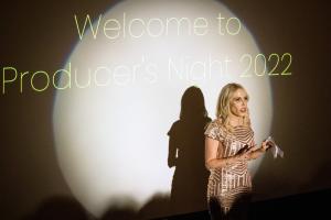 Actress Rachel Bailit hosts the 2022 Producer's Night in Los Angeles.