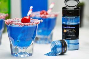 blue brew glitter cocktail with edible glitter for drinks bottle