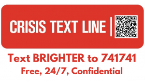 A Brighter Day Charity infographic for their crisis text line and intervention support