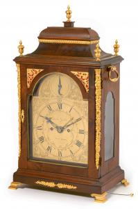 Chippendale gilt bronze mounted mahogany bracket clock, Charles Geddes, New York, circa 1795 (est. $2,000-$3,000).