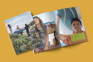 Image of a Pacific Sunwear of California annual report cover and sample spread.