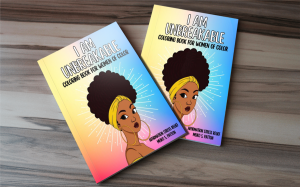 Two WOC Adult Affirmation Coloring Books on Table
