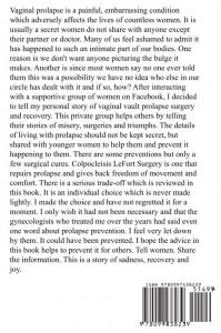 Vaginal Prolapse Colpocleisis LeFort Surgery A Personal Story - Paperback Back Cover
