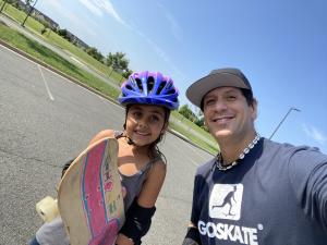 Happy Skater after in-person skateboard lessons