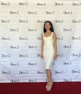Mai Yang on the red carpet of the Los Angeles Short Film Festival.