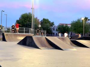 Skate park with skaters